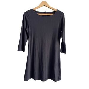 Patagonia Black Dress‎ 3/4 Sleeve Stretch Button Neck Sz S
